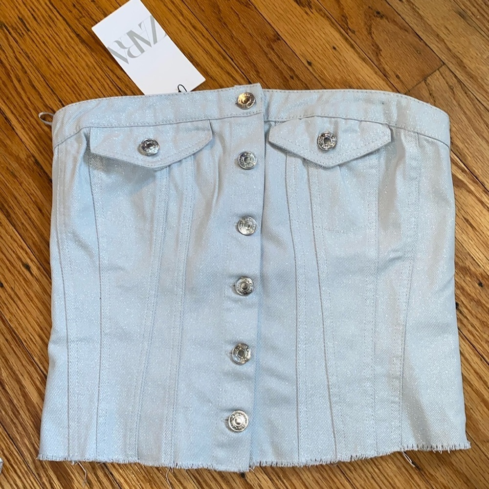 Zara denim top size small nwt